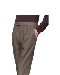 Ermenegildo Zegna Brown Linen Straight Trousers