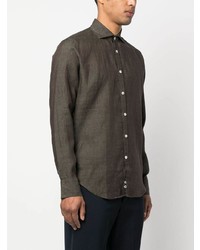 Canali Spread Collar Linen Shirt