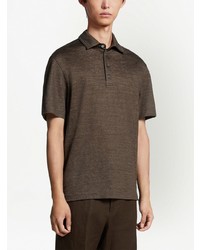 Zegna Short Sleeve Linen Polo Shirt