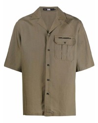 Karl Lagerfeld Short Sleeve Linen Blend Shirt