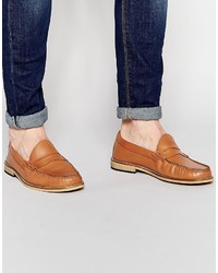Frank Wright Penny Loafers In Tan