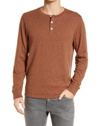 Madewell Doubledown Cotton Henley Shirt In Heather Brownstone At Nordstrom