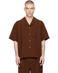 CALVINLUO Brown Ribbon Shirt