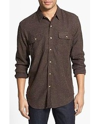 Obey Heritage Flecked Cotton Shirt Brown Large