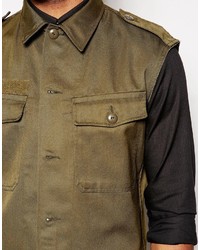 Reclaimed Vintage Sleeveless Military Shirt In Regular Fit