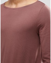Asos Brand Muscle Long Sleeve T Shirt With Boat Neck In Rust