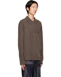 JiyongKim Brown Shawl Collar Long Sleeve T Shirt