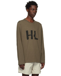 Helmut Lang Green Crumple Long Sleeve T Shirt