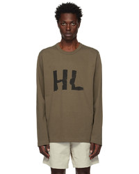 Helmut Lang Green Crumple Long Sleeve T Shirt