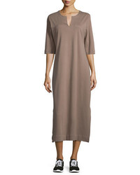 Joan Vass 34 Sleeve Cotton Interlock Maxi Dress Plus Size