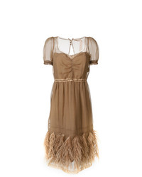 N°21 N21 Sheer Feather Trim Dress