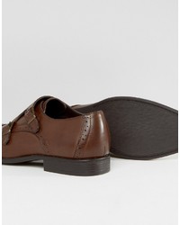 Asos Monk Shoes In Brown With Brogue Detailing