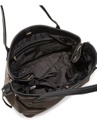Neiman Marcus Montana Nylon Drawstring Tote Bag Dark Taupe