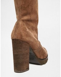 Free People North Star Taupe Over The Knee Heeled Boots