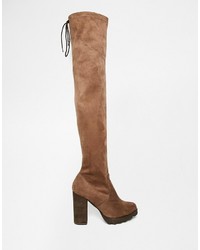 Free People North Star Taupe Over The Knee Heeled Boots