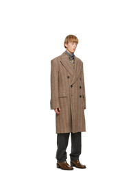 Dries Van Noten Brown Wool And Alpaca Double Breasted Coat