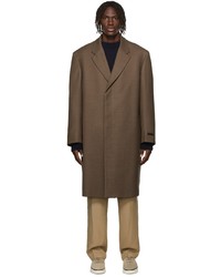 Men's Brown Overcoat, Blue Turtleneck, Dark Brown Wool Dress Pants ...