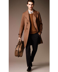 Burberry Long Cotton Bonded Wool Mohair Trench Coat