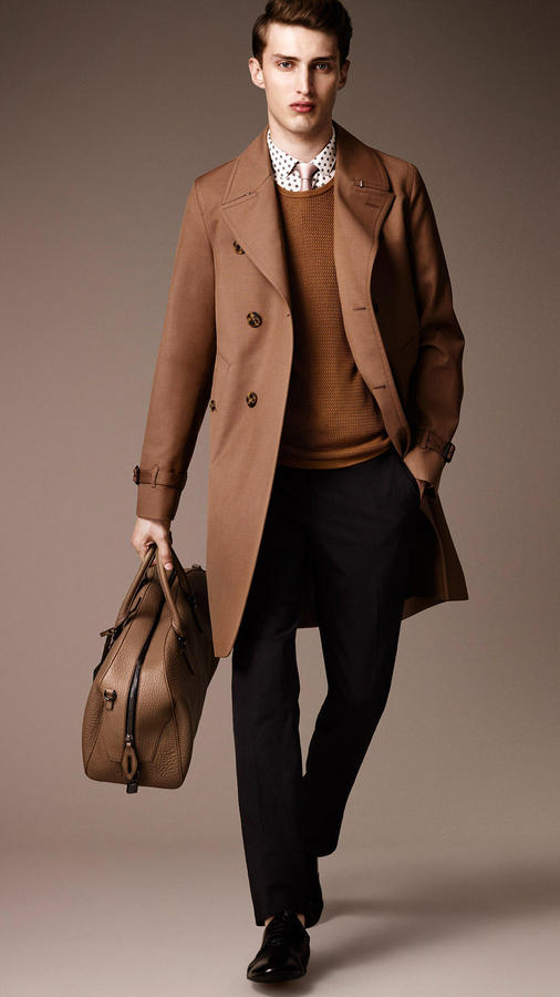 Burberry Long Cotton Bonded Wool Mohair Trench Coat, $1,995 | Burberry ...