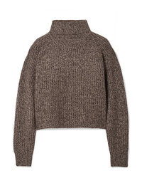The Row Dickie Oversized Cropped Mlange Cashmere Turtleneck Sweater