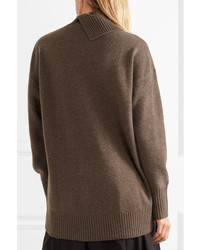 Joseph Oversized Wool Turtleneck Sweater Brown