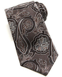 Brioni Etched Tonal Paisley Silk Tie Brown