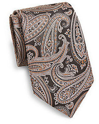 Saks Fifth Avenue BLACK Silk Paisley Print Tie