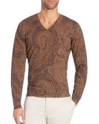 Etro V Neck Paisley Sweater