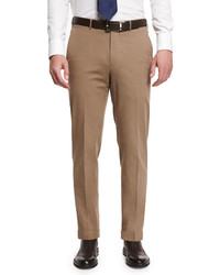 Ermenegildo Zegna Cotton Blend Flat Front Trousers Khaki