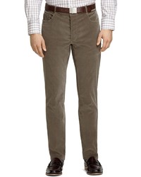 Brooks Brothers Plain Front Taupe Five Pocket Corduroy Trousers