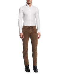 Tom Ford Regular Fit Fawn Corded Five Pocket Pants Brown