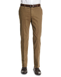 Incotex Standard Fit Brushed Stretch Cotton Pants Olive