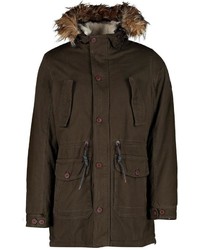 Boohoo Lux Four Pocket Cotton Canvas Borg Lined Parka