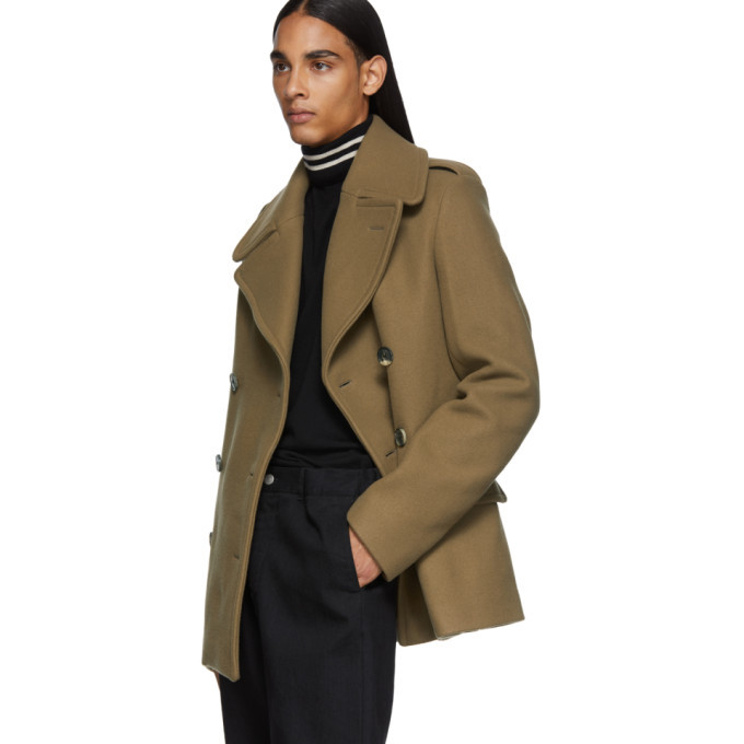 Dries Van Noten Brown Roddy Short Peacoat, $506 | SSENSE 