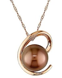 Allura 85 9mm Brown Tahitian Pearl Pendant Necklace In 14k Pink Gold
