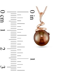 Amour 8 85 Mm Brown Tahitian Pearl Fashion Pendant With Chain 10k Pink Gold