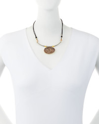 Nakamol Leather Agate Druzy Pendant Necklace
