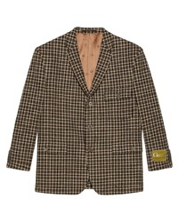 Gucci Check Pattern Single Breasted Blazer Jacket