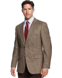 Club Room Jacket Brown Plaid Sportcoat With Elbow Patches