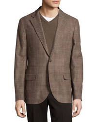 Brunello Cucinelli Plaid Two Button Jacket Taupe