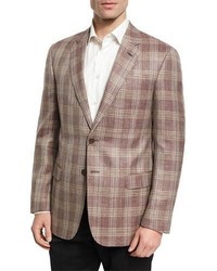 Giorgio Armani Plaid Wool Silk Linen Sport Coat Berrytan