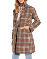Brown Plaid Boucle Coat