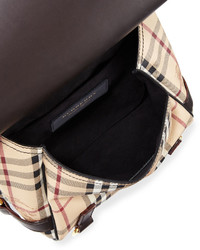 Burberry Bridle Large Haymarket Check Shoulder Bag Dark Clove Brown