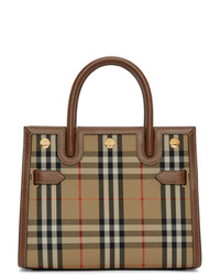 Burberry Brown And Beige Small Vintage Check Two Handle Title Bag