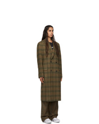 R13 Green Plaid Double Breasted Coat