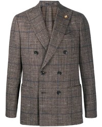 Brown Plaid Double Breasted Blazer