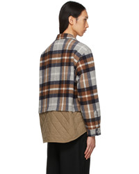 Comme des Garcons Homme Brown Check Panelled Shirt