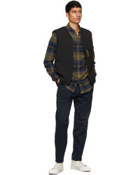 Ps By Paul Smith Khaki Blue Tailored Fit Check Shirt