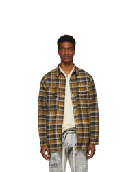 Brown Plaid Flannel Shirt Jacket