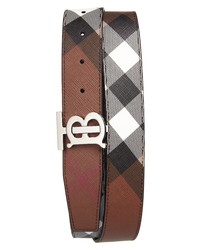 Burberry Tb Monogram Check Reversible E Canvas Leather Belt